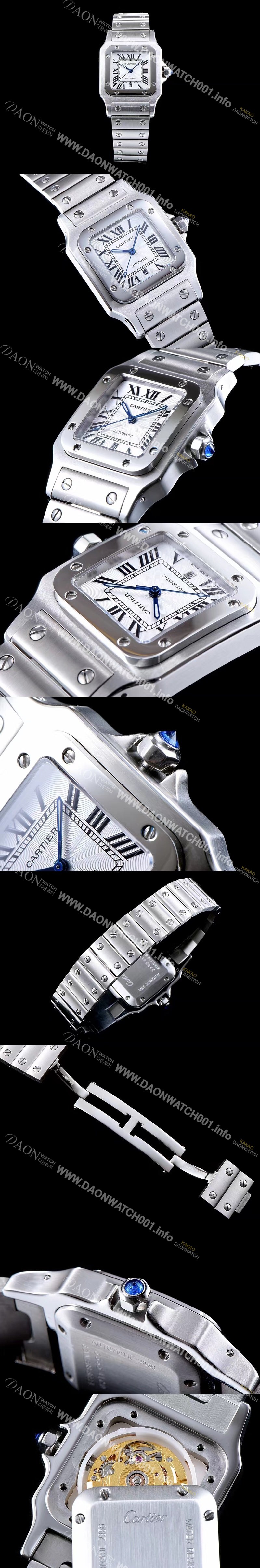 SA급 까르띠에 여성용 산토스 시리즈 W20055D6 화이트 다이얼 오토매틱 무브먼트 CAR0100 xx