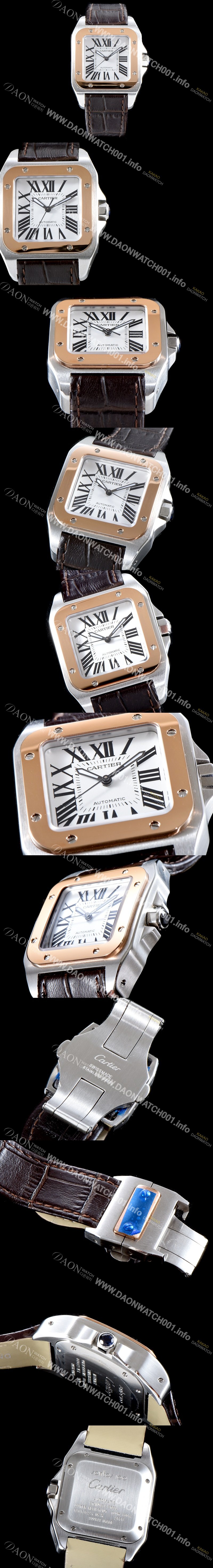 SA급 까르띠에 남여공용 산토스 드 까르띠에 W20107X7 18K 로즈골드 베젤 화이트 다이얼 CAR0011 xx