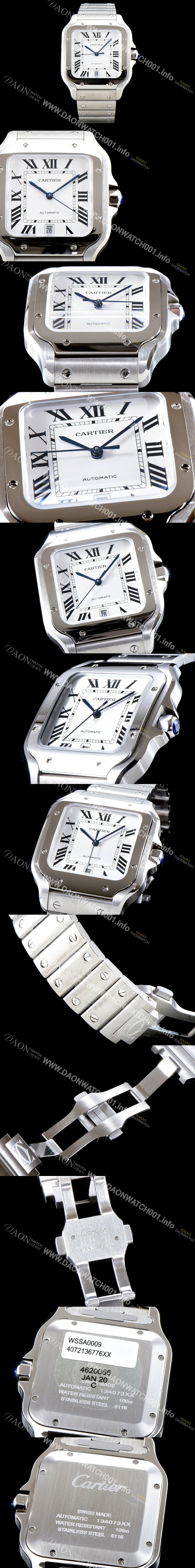 SA급 까르띠에 남성용 산토스 드 까르띠에 워치!! WSSA0009 라지모델 세컨드 크림빛 신형 화이트 다이얼 오토매틱 무브먼트 CAR4040 xx