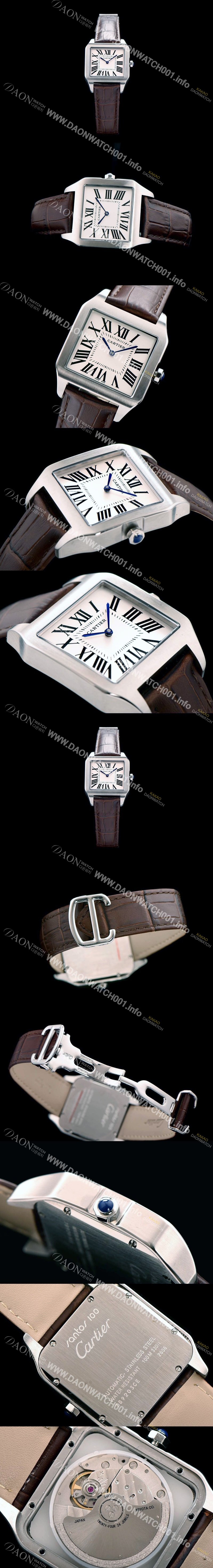 SA급 까르띠에 남여공용 산토스 시리즈 9015 무브먼트 실버 베젤 화이트 다이얼 CAR0010 xx