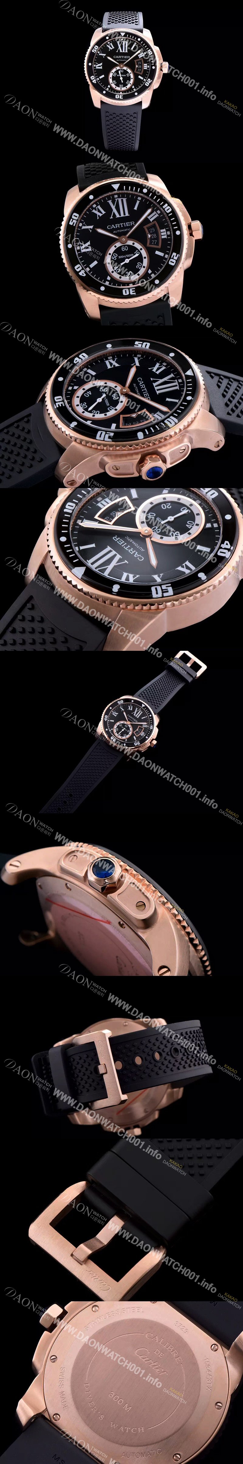 SA급 까르띠에 남성용 칼리브 드 까르띠에 다이버 블랙 다이얼 오토매틱 무브먼트 CAR0143 xx