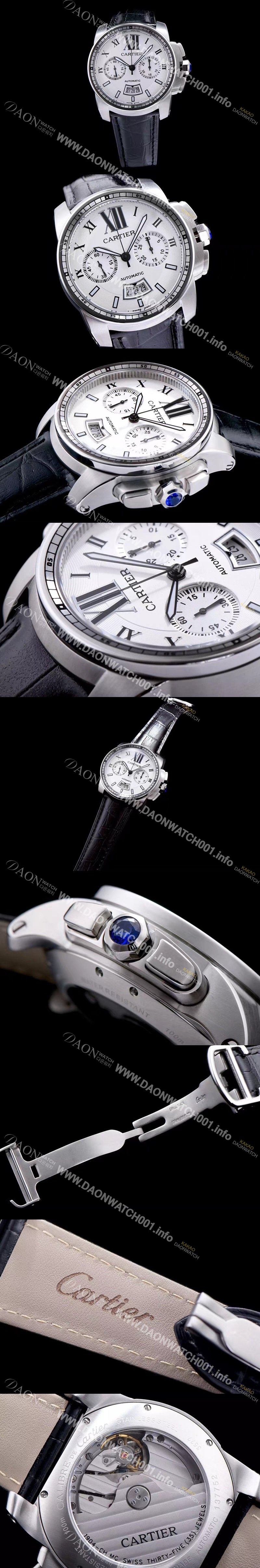 SA급 까르띠에 남성용 칼리브더 까르띠에 화이트 다이얼 오토매틱 무브먼트 CAR0017 xx