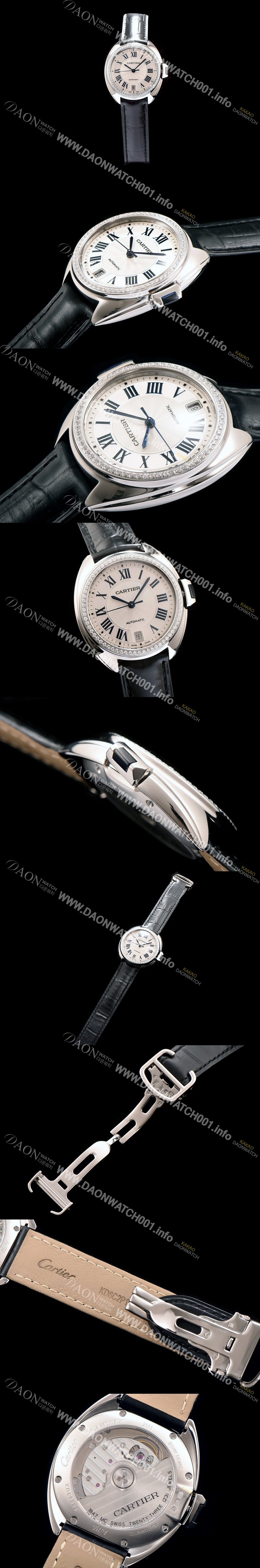 SA급 까르띠에 남성용 끌레 드 까르띠에 WJCL0011 35MM 브릴리언트 컷 다이아몬드 베젤 화이트 플렝케 다이얼 오토매틱 무브먼트 CAR0154 xx