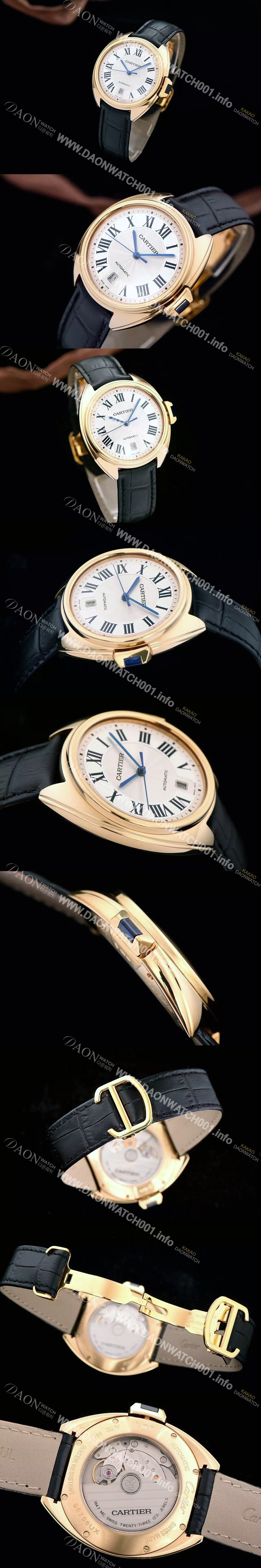 SA급 까르띠에 남성용 최신버전!! 끌레 드 까르띠에 WGCL0002 18K 옐로우골드 케이스 실버 플렝케 다이얼 오토매틱 무브먼트 CAR0121 xx