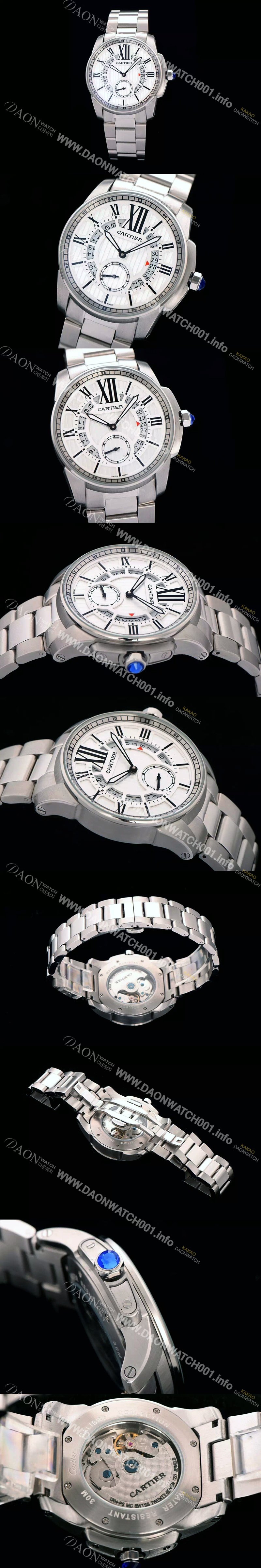 SA급 까르띠에 남성용 칼리브 드 까르띠에 스위스 2824 오토매틱 무브먼트 화이트다이얼 CAR0350 xx