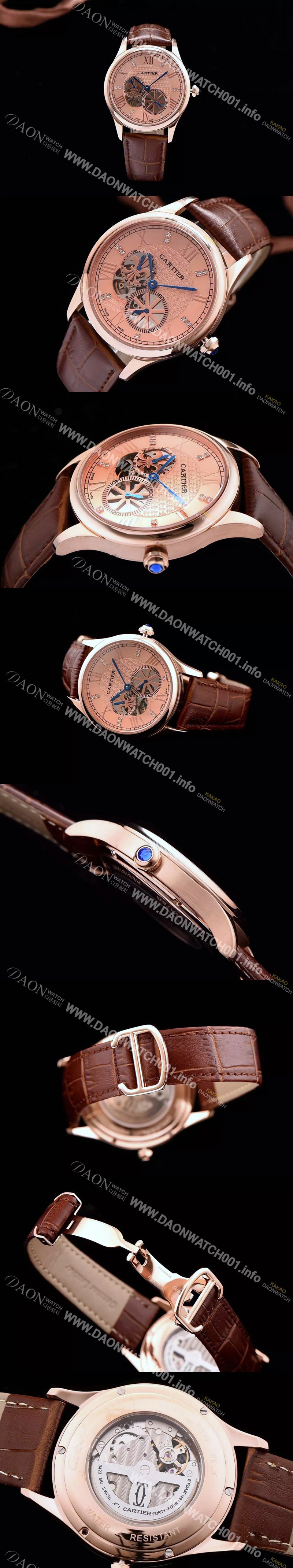 SA급 까르띠에 남성용 로통드 드 까르띠에 오토매틱 42mm 골드다이얼 CAR0041 xx