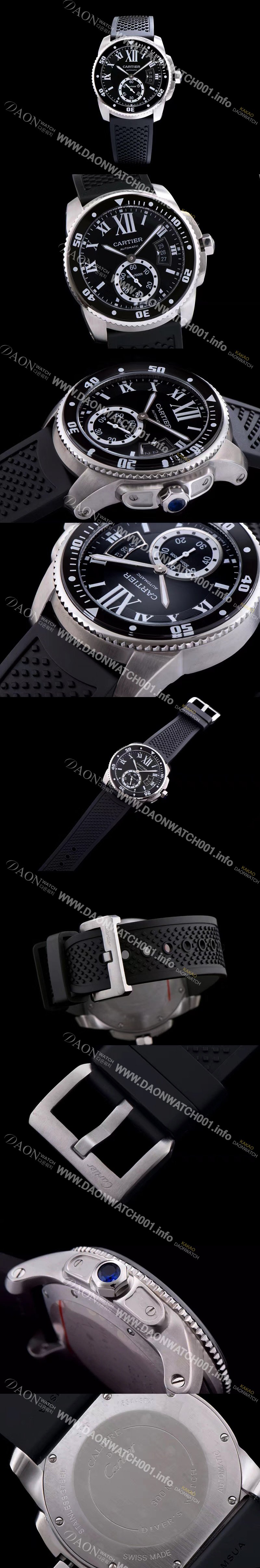 SA급 까르띠에 남성용 칼리브 드 까르띠에 다이버 블랙 다이얼 오토매틱 무브먼트 CAR0121 xx