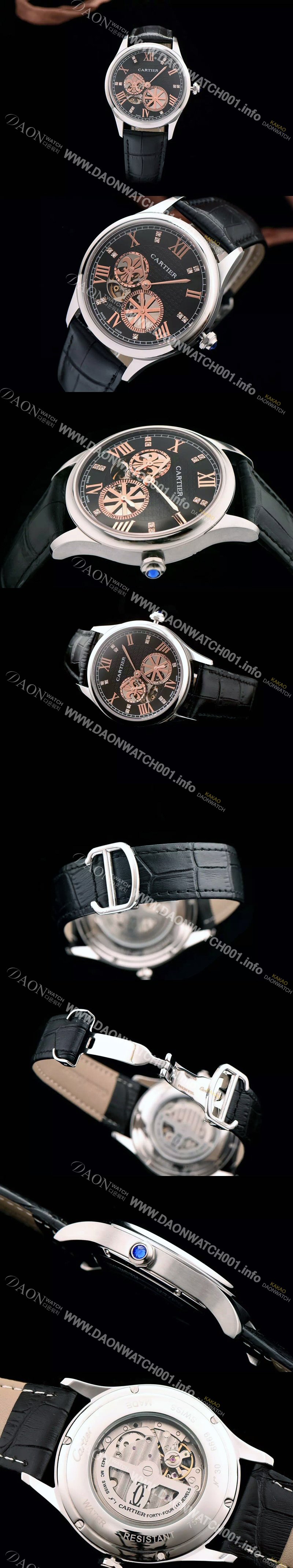 SA급 까르띠에 남성용 로통드 드 까르띠에 오토매틱 42mm 블랙다이얼 CAR0043 xx