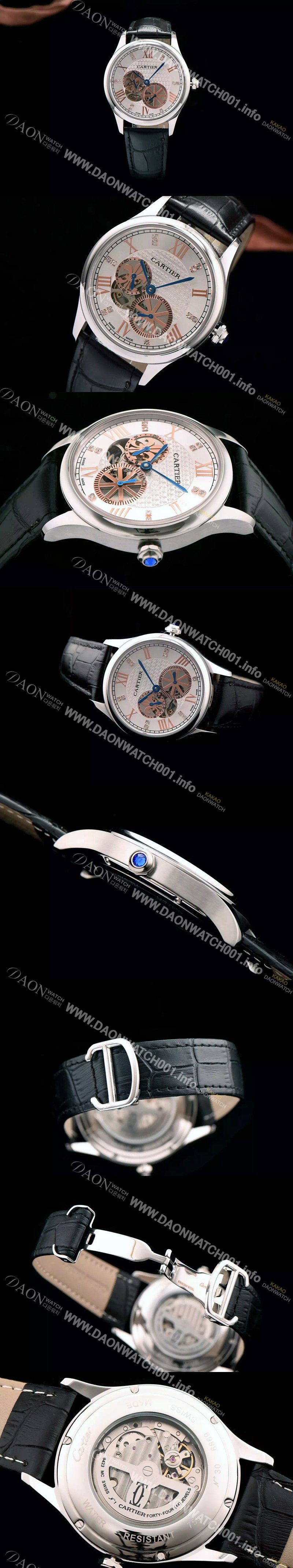 SA급 까르띠에 남성용 로통드 드 까르띠에 오토매틱 42mm 화이트다이얼 CAR0040 xx
