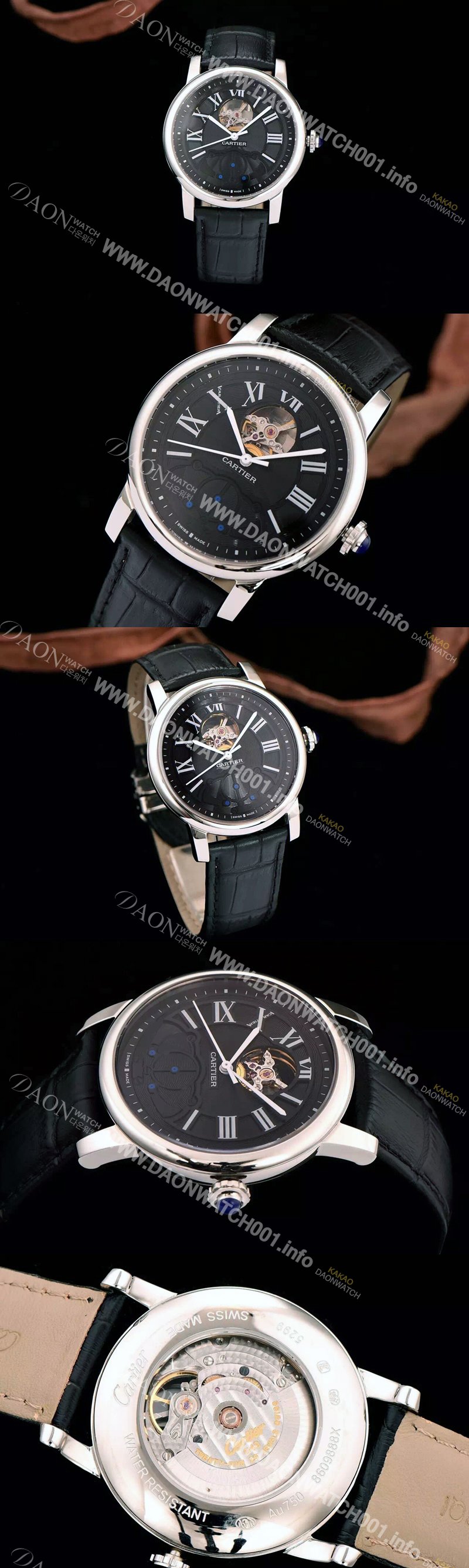 SA급 까르띠에 남성용 로통드 드 까르띠에 오토매틱 시리즈 블랙다이얼 CAR0019 xx