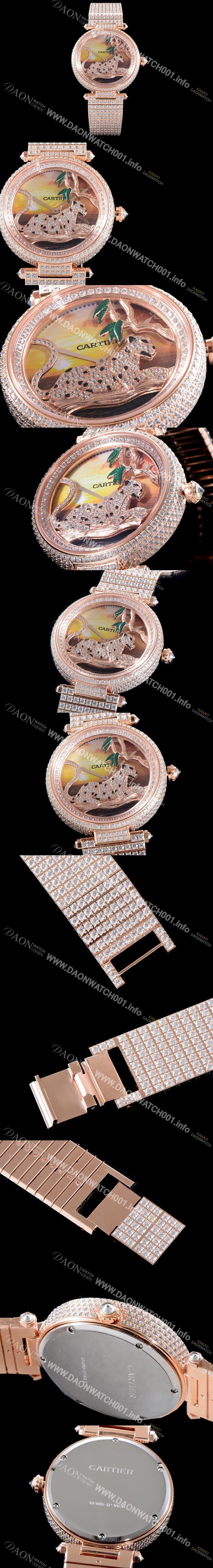 SA급 까르띠에 남성용 팬더 오 끌레르 드 륀 드 까르띠에 워치!! HPI00970 매뉴팩처 다이얼 브릴리언트 컷 다이아몬드 18K 로즈골드 스위스 쿼츠 무브먼 CAR4040 xx