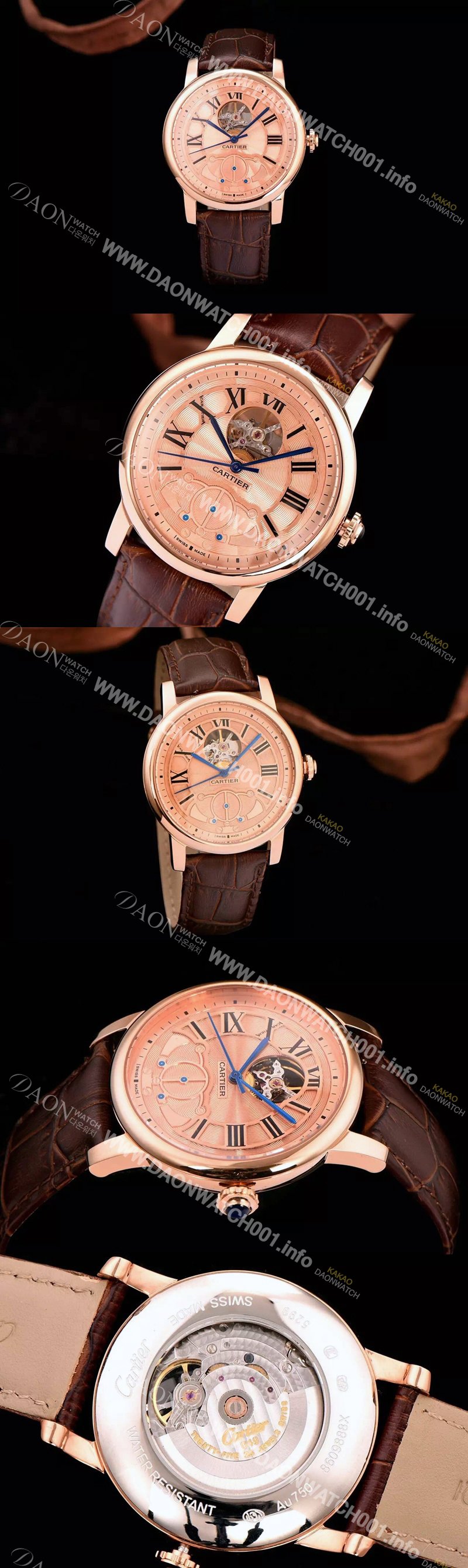 SA급 까르띠에 남성용 로통드 드 까르띠에 오토매틱 시리즈 골드다이얼 CAR0003 xx