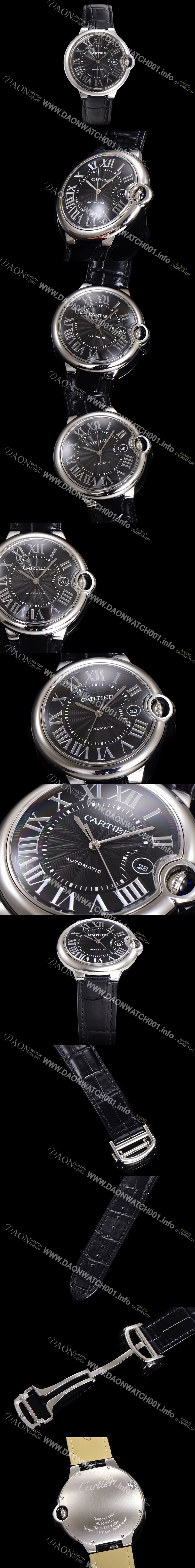 SA급 까르띠에 남성용 신상 발롱블루 시계 블랙 다이얼 42mm 오토매틱 무브먼트 CAR0142 xx