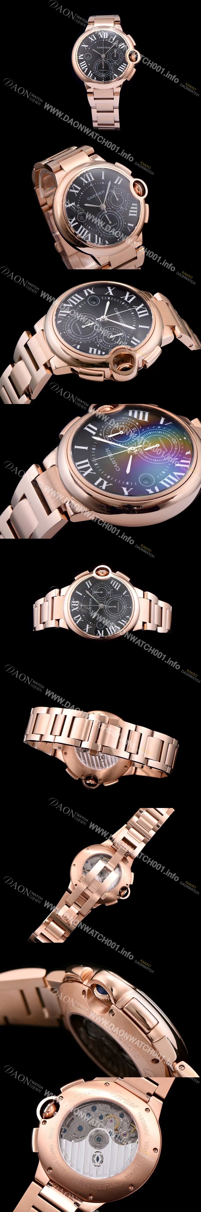 SA급 까르띠에 남성용 발롱블루 드 까르띠에 W6920010블랙 다이얼 크로노그래프 업버전 7750-2 오토매틱 무브먼트 CAR0105 xx