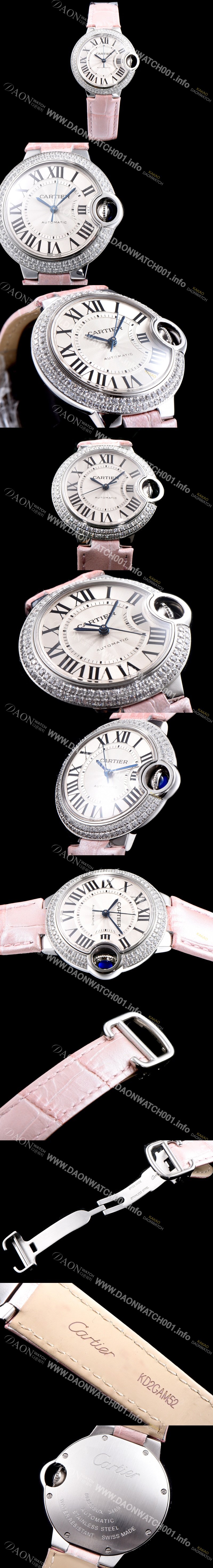 SA급 까르띠에 여성용 발롱블루 WE902067 33mm 다이아몬드 베젤 화이트 다이얼 오토매틱 무브먼트 CAR0500 xx