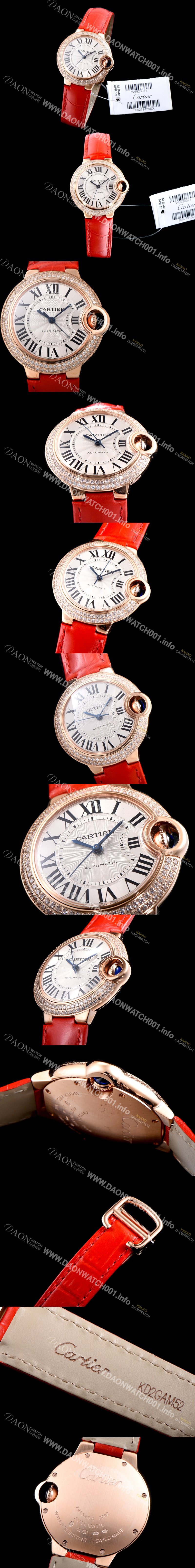SA급 까르띠에 여성용 발롱블루 WE902066 18K 로즈골드 33mm 다이아몬드 베젤 화이트 다이얼 오토매틱 무브먼트 CAR0504 xx