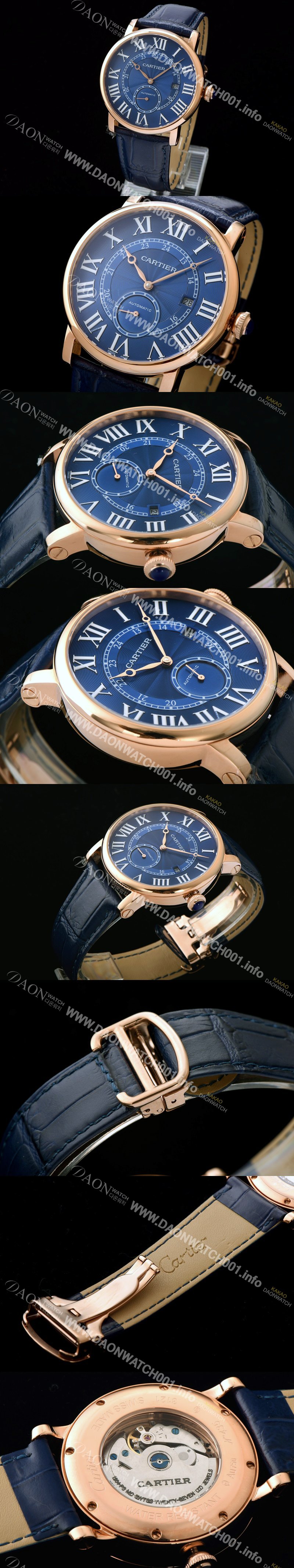 SA급 까르띠에 남성용 롱드 솔로 드 까르띠에 로즈골드 블루 다이얼 오토매틱 무브먼트 CAR0535 xx
