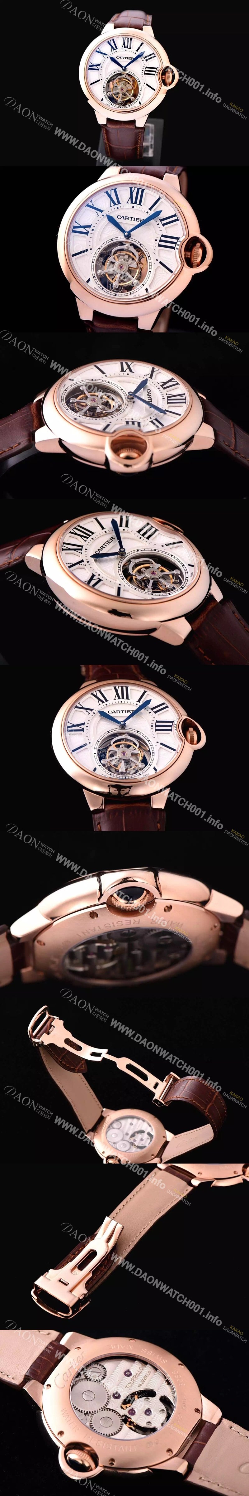 SA급 까르띠에 남성용 발롱블루 화이트 다이얼 투어빌론 무브먼트 CAR0532 xx