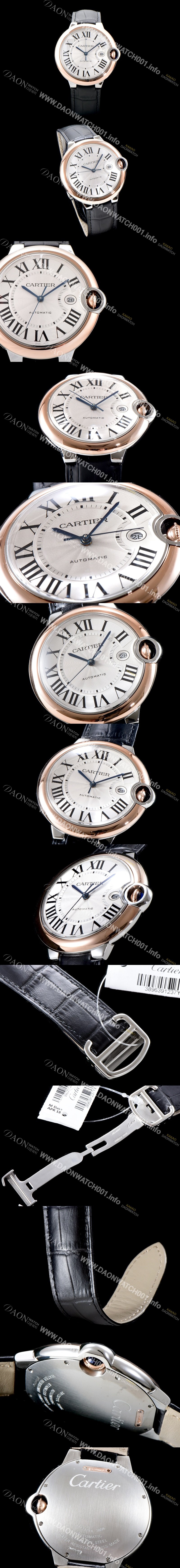 SA급 까르띠에 남성용 2019신상 발롱블루 W2BB0004 18K 로즈골드 42mm 화이트 다이얼 ETA2824-2 오토매틱 무브먼트 CAR0502 xx