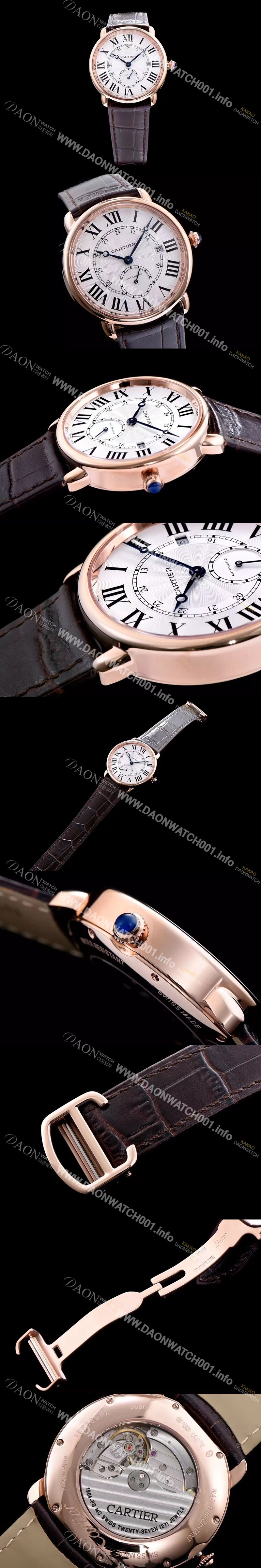 SA급 까르띠에 남성용 롱드 솔로 드 까르띠에 W6801005로즈골드 화이트 다이얼 오토매틱 무브먼트 CAR0533 xx