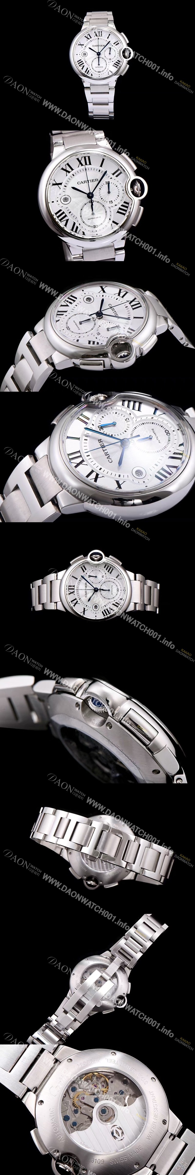 SA급 까르띠에 남성용 발롱블루 드 까르띠에 W6920076화이트 다이얼 크로노그래프 7750-2 오토매틱 무브먼트 CAR0112 xx