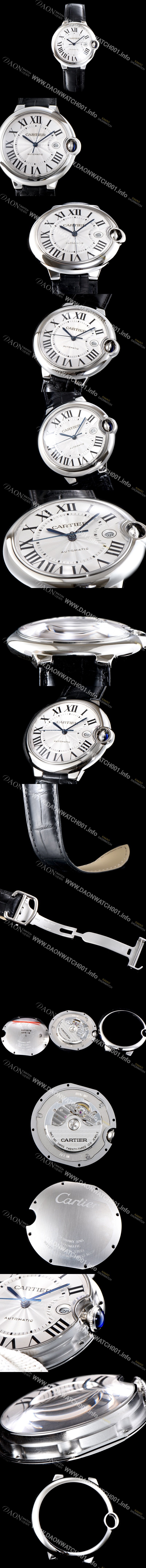 SA급 까르띠에 남성용 2019신상 발롱블루 W69016Z4 42mm 악어가죽 밴드 화이트 다이얼 오토매틱 무브먼트 CAR0500 xx