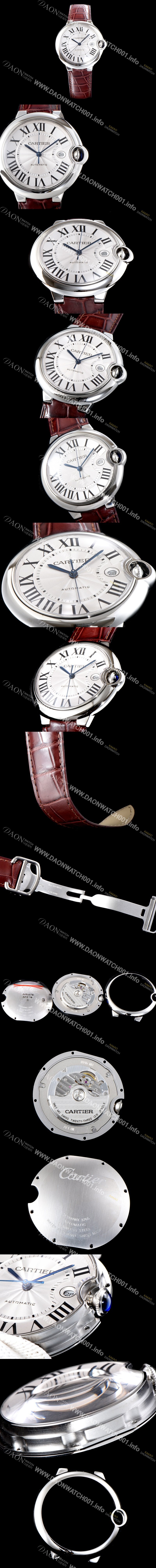 SA급 까르띠에 남성용 2019신상 발롱블루 W69016Z4 42mm 브라운 악어가죽 밴드 화이트 다이얼 오토매틱 무브먼트 CAR0510 xx