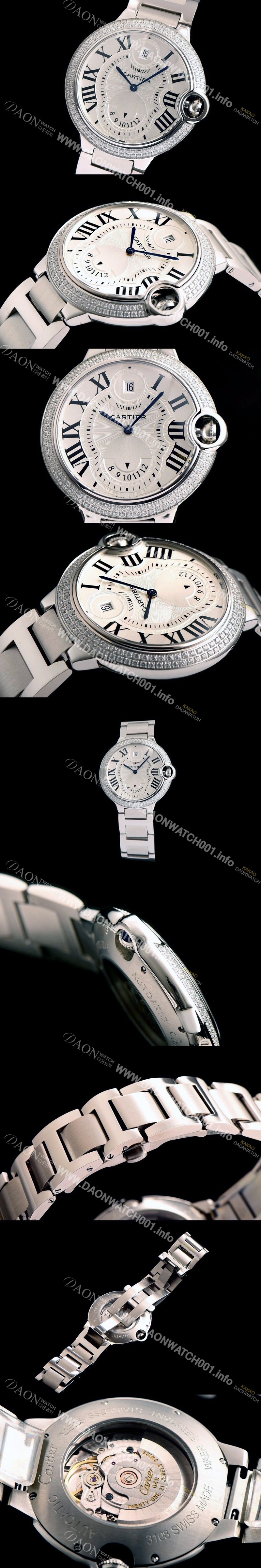 SA급 까르디에 남성용 발롱블루 화이트 다이얼 오토매틱 무브먼트 CAR0039 xx