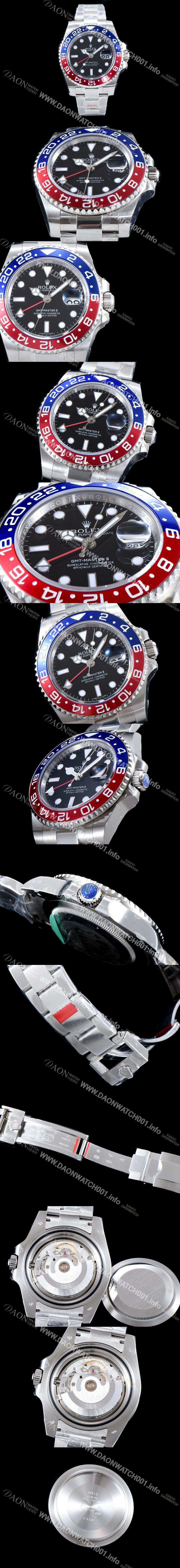 SA급 로렉스 남성용 신형 지엠티 마스터II 116719 펩시 GM 904L스틸 업!! 듀얼 타임 블루/레드 투톤 24시간 회전 베젤 블랙 다이얼 3선 쥬빌리 브레이슬릿 오토매틱 무브먼트 ROL0510 xx