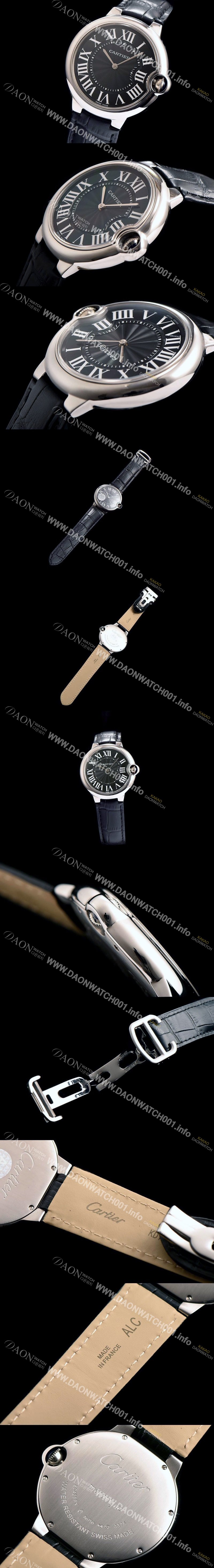 SA급 까르띠에 남성용 발롱블루 WE902056 블랙 다이얼 블랙 레더스트랩 CAR0035 xx