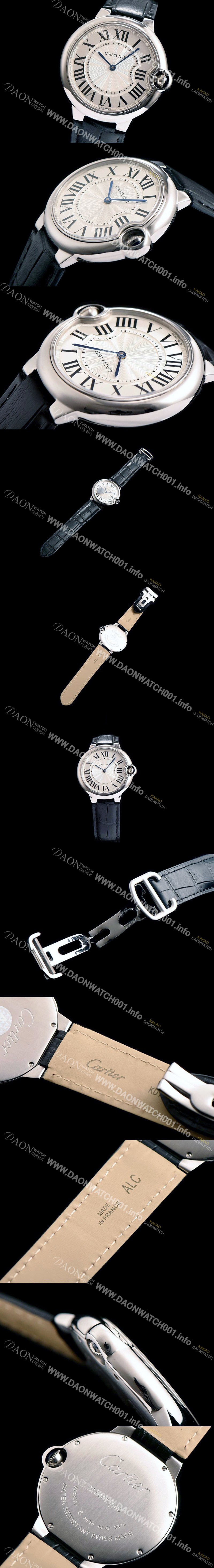 SA급 까르띠에 남성용 발롱블루 WE902056 화이트 다이얼 블랙 레더스트랩 CAR0030 xx