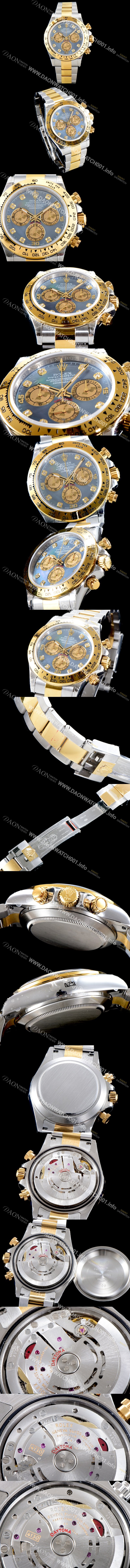 SA급 로렉스 남성용 Cal. 4130 무브 UP!! 코스모그래프 데이토나 18K 옐로우골드 콤비 진주자개 다이얼 크로노그래프 오토매틱 무브먼트 ROL0520 xx
