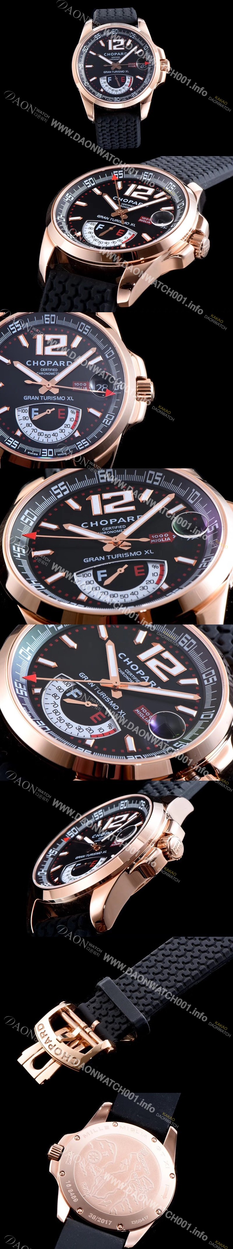 SA급 쇼파드 남성용 클레식 레이싱 밀레 밀레밀리아 1000 모델 18k 로즈골드 블랙 다이얼 ETA 2824-2오토매틱 무브먼 CHO0400 xx