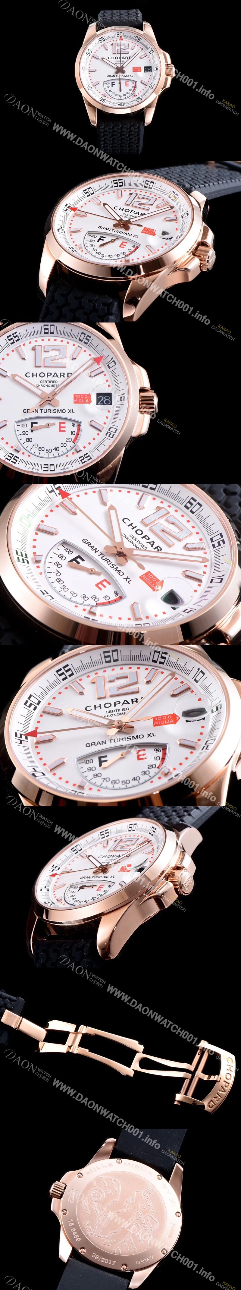 SA급 쇼파드 남성용 클레식 레이싱 161272-5001 밀레 밀레밀리아 1000 모델 18k 로즈골드 화이트 다이얼 ETA 2824-2오토매틱 무브먼 CHO0405 xx