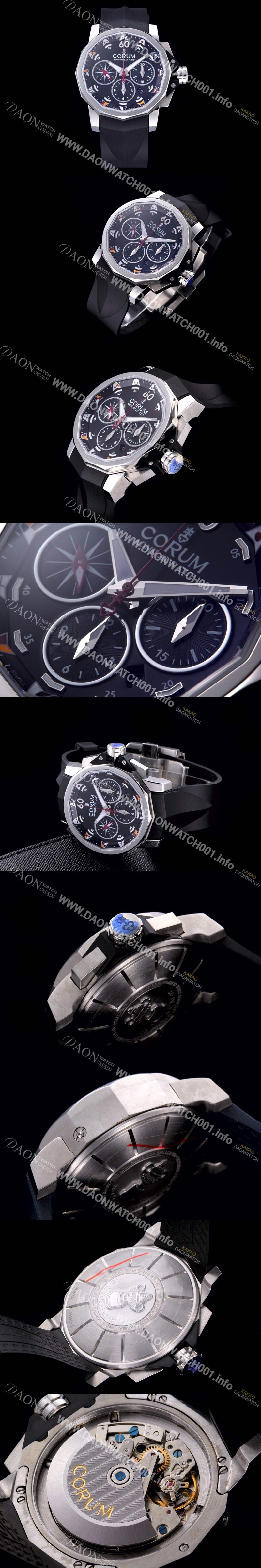 SA급 코럼 남성용 어드미럴컵 첼린져 44 스핏 세컨즈 블랙다이얼 COR022 xx