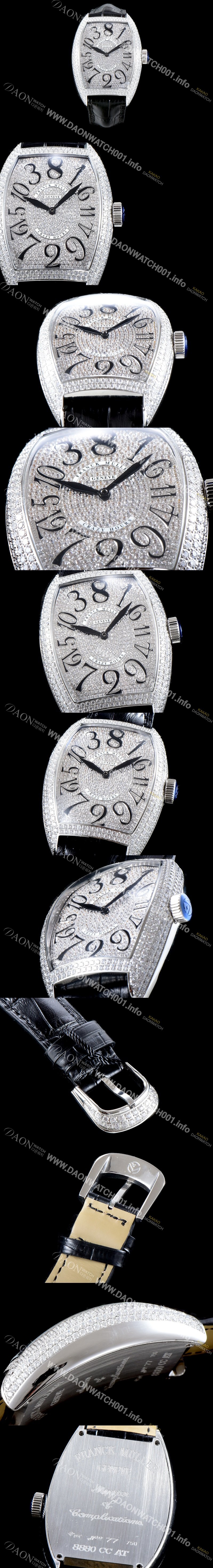 SA급 프랭크 뮬러 남성용 크레이지 아워스 8880 CH 풀 다이아셋팅!! 18K 화이트골드 오토매틱 무브먼트 FRA0400 xx