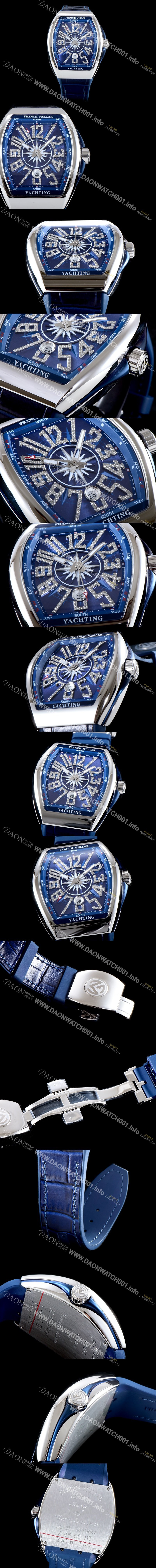 SA급 프랭크 뮬러 남성용 마스터 컴플리케이션 V 45 SC DT YACHTING 5N 뱅가드 요팅!! 다이아몬드 셋팅 인덱스 블루 다이얼 스위스 ETA 2824-A2오토매틱 FRA0455 xx