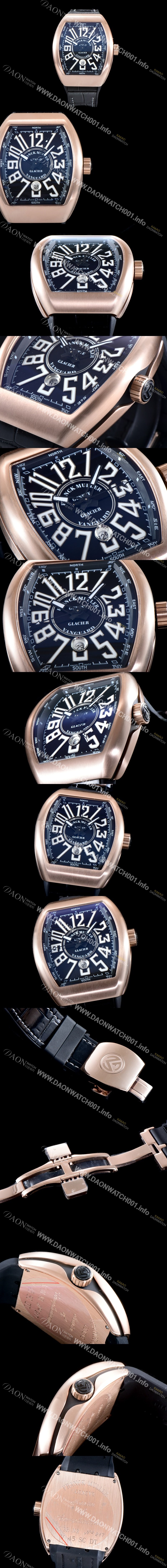 SA급 프랭크 뮬러 남성용 마스터 컴플리케이션 V45 SC DT YACHTING 5N 뱅가드 요팅!! 고급스러운 18K로즈골드 케이스 블랙 다이얼 스위스 ETA 2824-A2오토매틱 FRA0453 xx