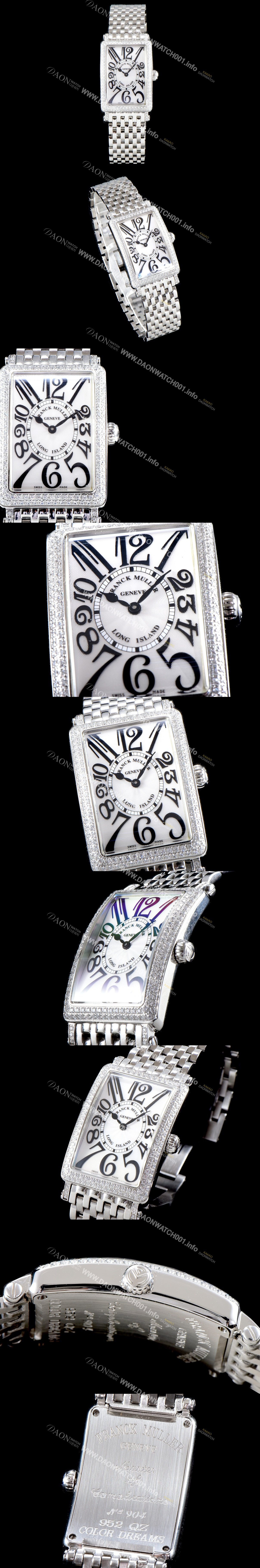 SA급 프랭크뮬러 여성용 롱아일렌드 952 QZ 컬력션 쥬얼셋팅 케이스 화이트 썬더스트 다이얼 스위스 쿼츠 무브먼트 FRA0425 xx