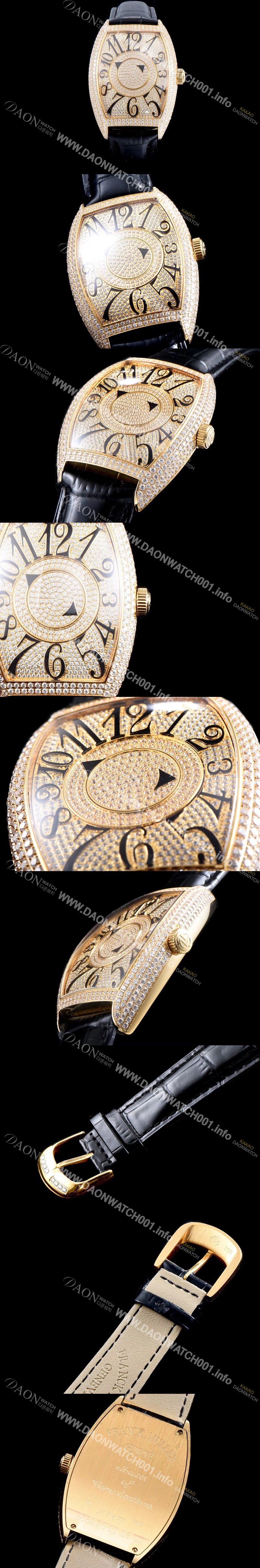 SA급 프랭크 뮬러 남성용 화려함 극대화!!카사블란카 7850 DM D CD 더블 미스터리 최상급 퀄리티 쥬얼 옐로우골드 다이아몬드 풀 셋팅 스위스 ETA 2824-A2 오토매틱 무브먼트 FRA0430 xx