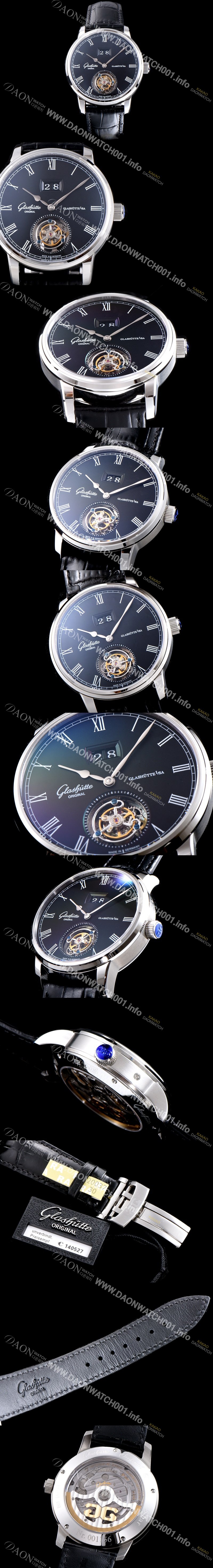 SA급 글라슈테 오리지날 남성용 세나토 1-94-03-04-04-04 데이트 투르비옹 블랙 다이얼 아시안 투어빌론 탑재 무브먼트 GLA4221 xx