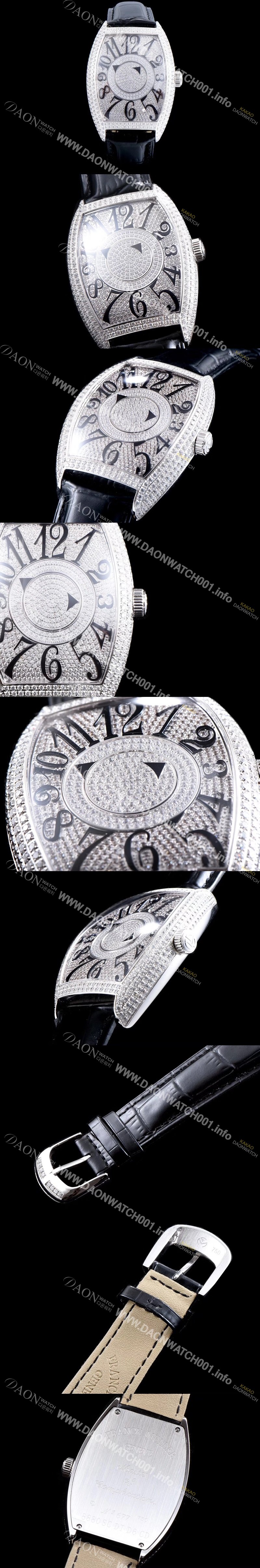 SA급 프랭크 뮬러 남성용 화려함 극대화!!카사블란카 8880 DM D CD 더블 미스터리 최상급 퀄리티 쥬얼 화이트골드 다이아몬드 풀 셋팅 스위스 ETA 2824-A2 오토매틱 무브먼트 FRA0431 xx