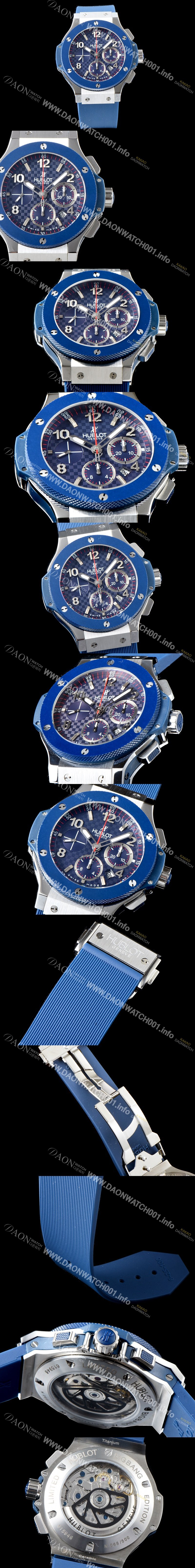 SA급 휴블렛 남성용 New pgrade!!빅뱅 342.SB.131.RX 블루 세라믹 베젤 크로노그래프 44MM 블루 카본 피버 다이얼 수정형 ETA 7750 오토매틱 무브먼트 HUB0230 xx