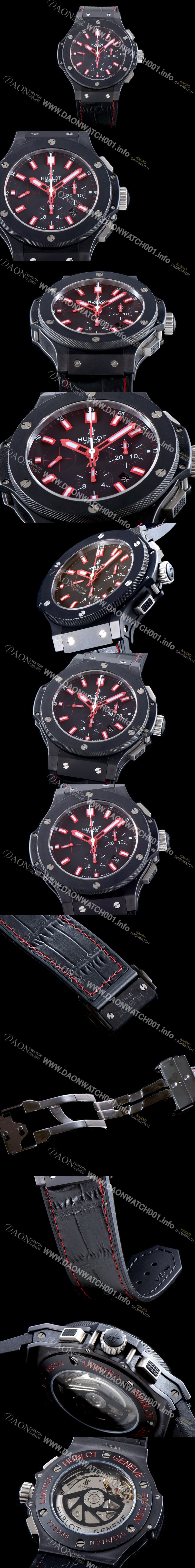 SA급 휴블렛 남성용 빅뱅 301.CI.1123.GR 빅뱅 44mm 에디션 올블랙 레드 다이얼 오토매틱 무브먼트 HUB2142 xx