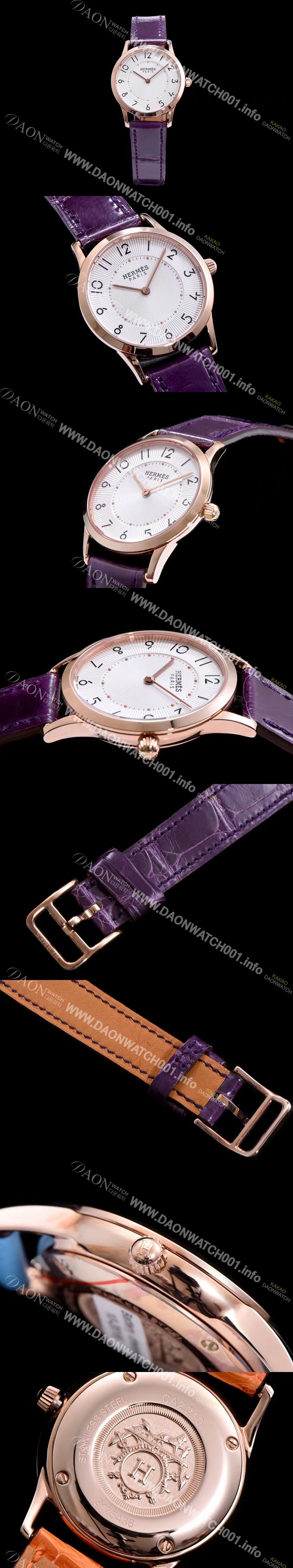 SA급 에르메스 남성용 슬림 데르메스 W041767WW00 화이트 다이얼 춰츠 무브먼트 HEM4201 xx