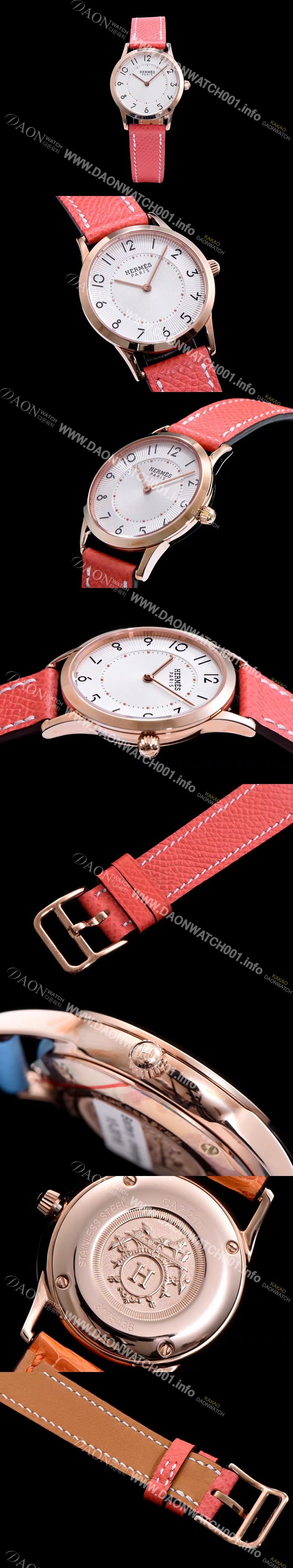 SA급 에르메스 남성용 슬림 데르메스 W041767WW00 화이트 다이얼 춰츠 무브먼트 HEM4240 xx