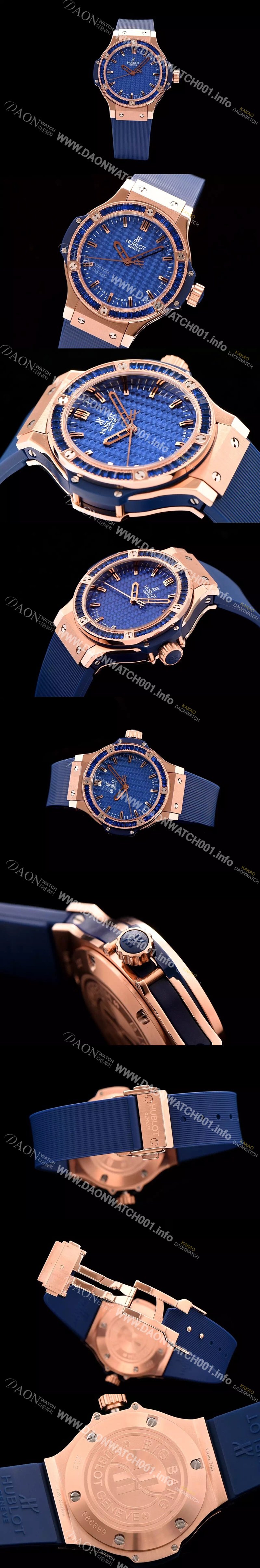 SA급 휴블렛 남여공용 빅뱅 에볼루션 쿼츠 다이아몬드 버젼 블루다이얼 HUB0411 xx