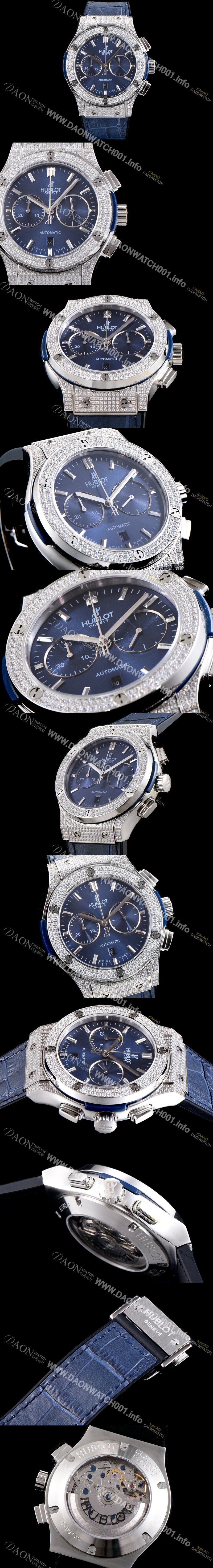 SA급 휴블렛 남성용 클레식 퓨전 521.NX.1171.LR.1104 최상급 쥬얼 다이아몬드 세팅 크로노그래프 블루 다이얼 오토매틱 무브먼트 HUB0201 xx