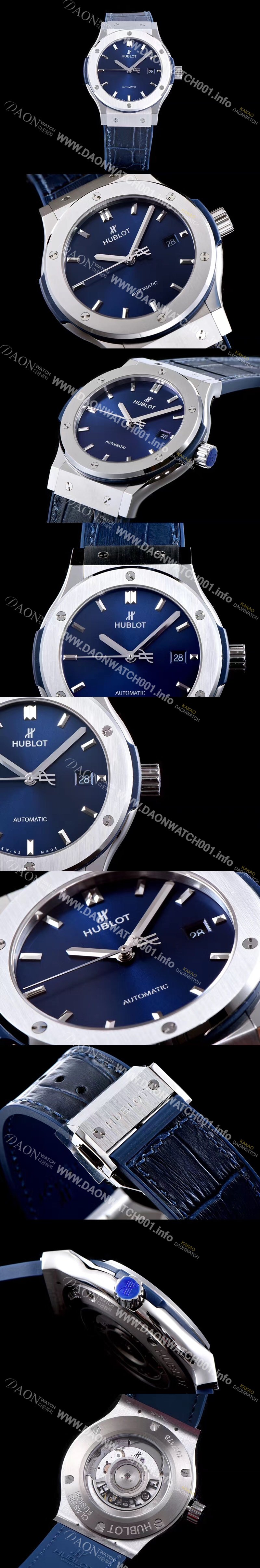 SA급 휴블렛 남성용 NEW 클레식 퓨전 511.NX.7170.LR 논그로노형 33MM 블루 다이얼 오토매틱 무브먼트 HUB0203 xx