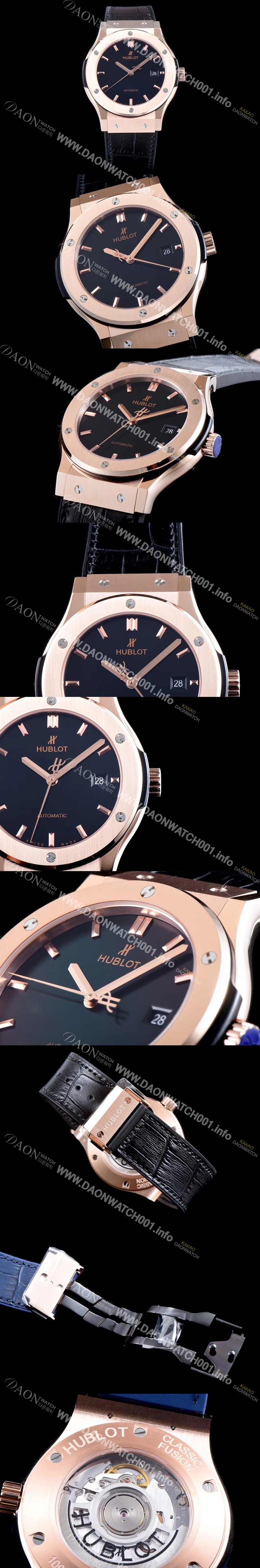 SA급 휴블렛 남성용 클레식 퓨전 511.OX.1181.LR 데일리워치 심플하고 클래식한 타입!! 18k 로즈골드 케이스 블랙 다이얼 블랙 레더스트랩 오토매틱 무브먼트 HUB0243 xx